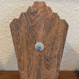 Turquoise Flower Concho Pendant Necklace